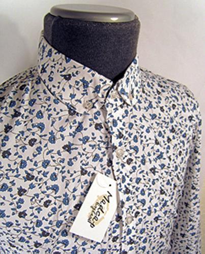 'Riley' - Retro Sixties Mod Round Collar Shirt (A)